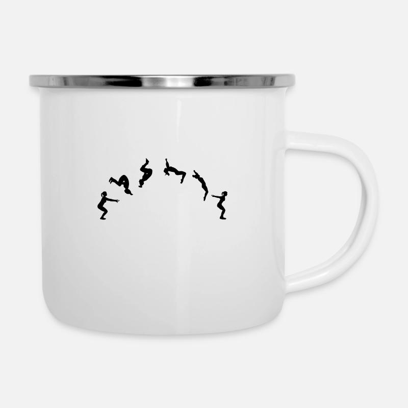 Turnen, Rückwärtssalto - Emaille-Tasse - Weiß