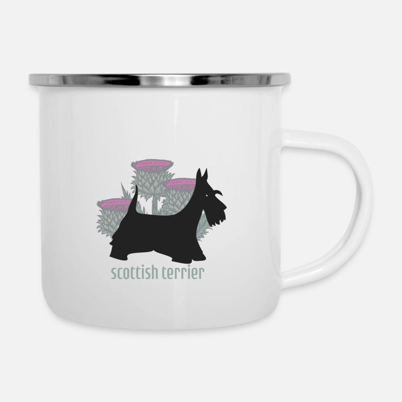 Scottish terrier and thistles - Camper Mug - white