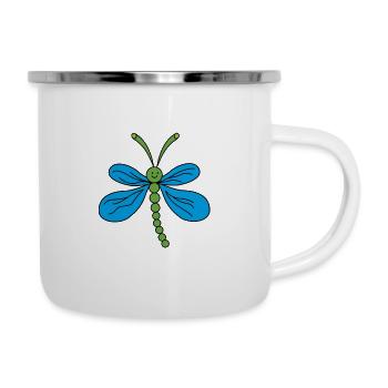 Libelle - Emaille-Tasse - Weiß - Rechts