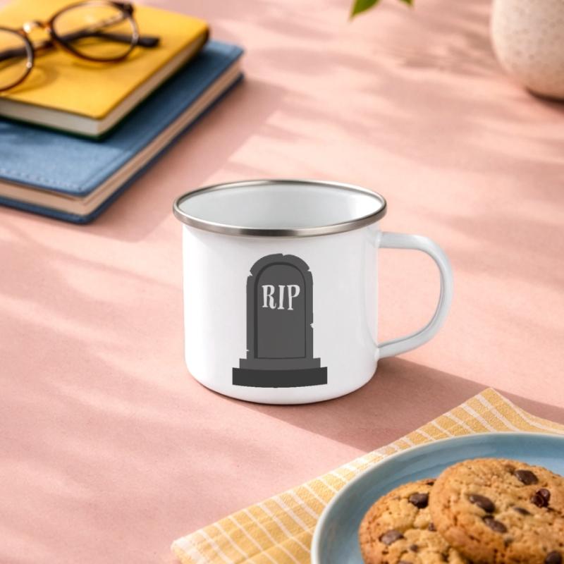 Grabstein RIP Halloween Emaille-Tasse