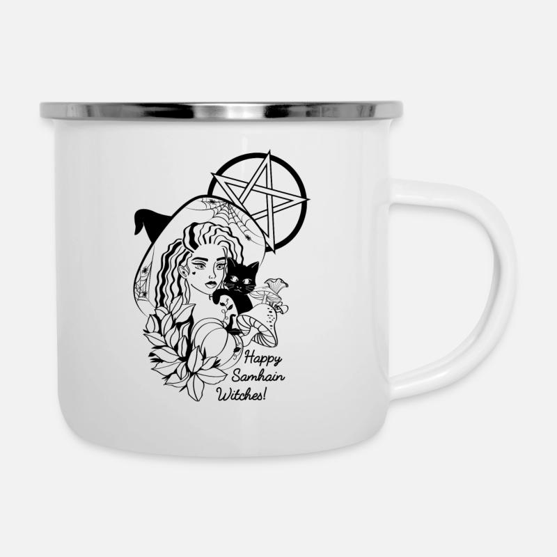 Glücklicher Samhain Witsches! - Emaille-Tasse - Weiß