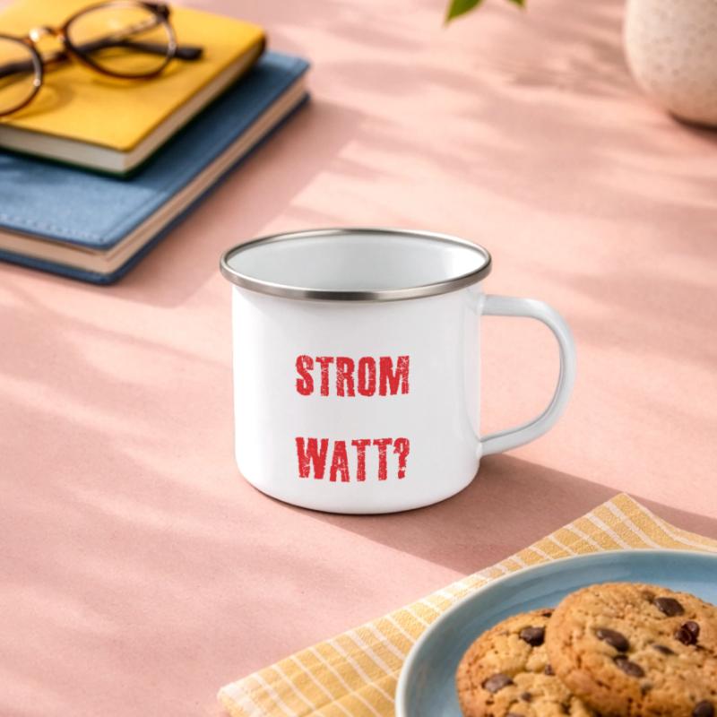 Volt Ihr Strom oder Watt? Emaille-Tasse