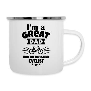 Ich bin ein toller Papa und ein starker Radfahrer - Emaille-Tasse - Weiß - Rechts