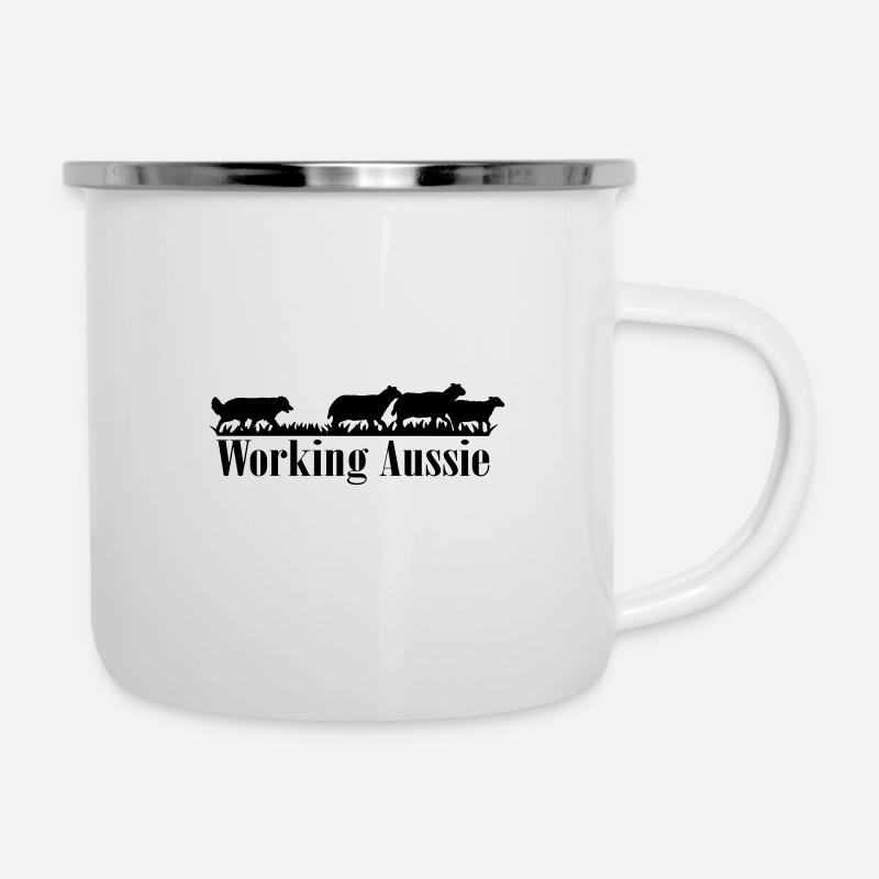 Working Aussie - Emaille-Tasse - Weiß