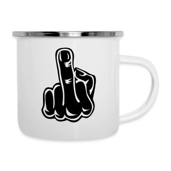 Stinkefinger Middle Finger 1c - Emaille-Tasse - Weiß - Rechts