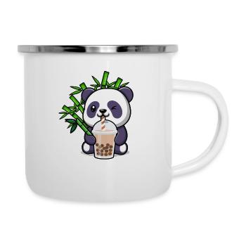 Panda Boba Tee Lustig bubble tea feinschmecker Haustierliebhaber - Emaille-Tasse - Weiß - Rechts