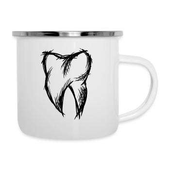 Dent, dessin, dessin à la main/peint à la main - Tasse émaillée - blanc - Droite