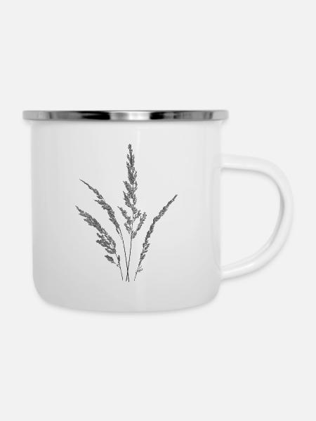 Gräser - Emaille-Tasse - Weiß