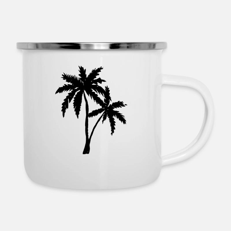 Palme Strand Urlaub - Emaille-Tasse - Weiß