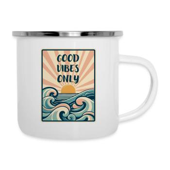 Positive Vibes in the morning - Emaille-Tasse - Weiß - Rechts