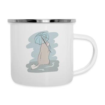 Illustriertes Design mit Viscacha - Emaille-Tasse - Weiß - Rechts
