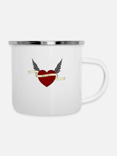 rock´n´roll - Emaille-Tasse - Weiß