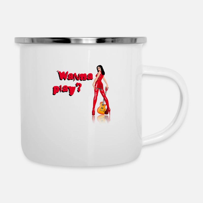 rock_babe_a_wanna_play - Tasse émaillée - blanc