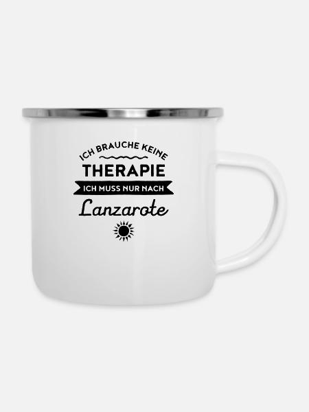Therapie - Lanzarote - Emaille-Tasse - Weiß