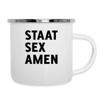 Staatsexamen (Staat Sex Amen) - Emaille-Tasse - Weiß - Rechts