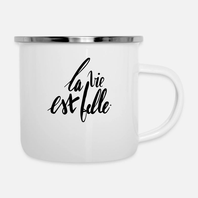 DAS LEBEN IST WUNDERSCHOEN - Emaille-Tasse - Weiß