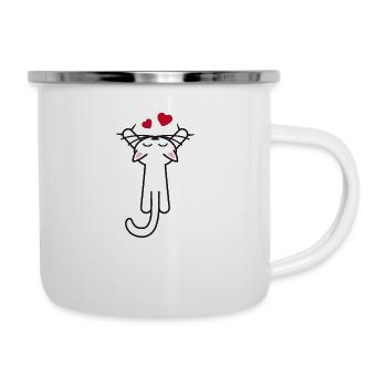 Kitty hanging love - Emaille-Tasse - Weiß - Rechts