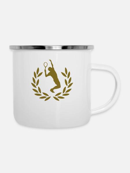 Tennis - Emaille-Tasse - Weiß