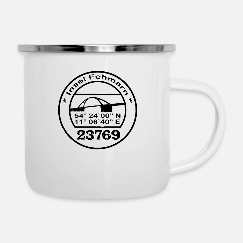 Fehmarnstempel Vector - Emaille-Tasse - Weiß