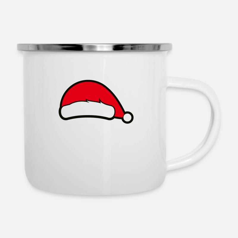 Weihnachtsmütze - Emaille-Tasse - Weiß