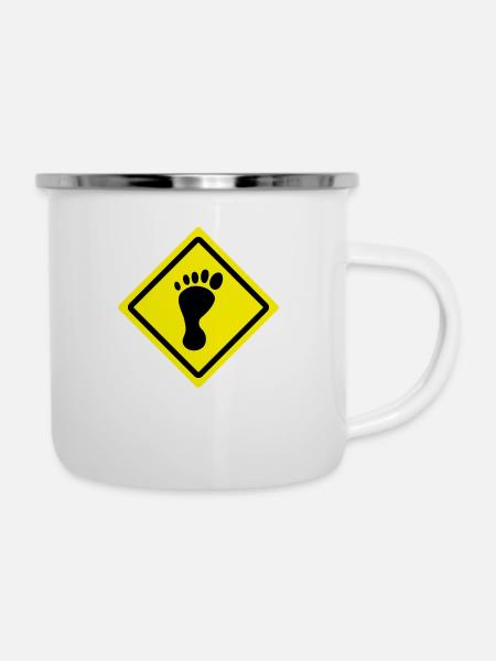 foot roadsign - Emaille-Tasse - Weiß
