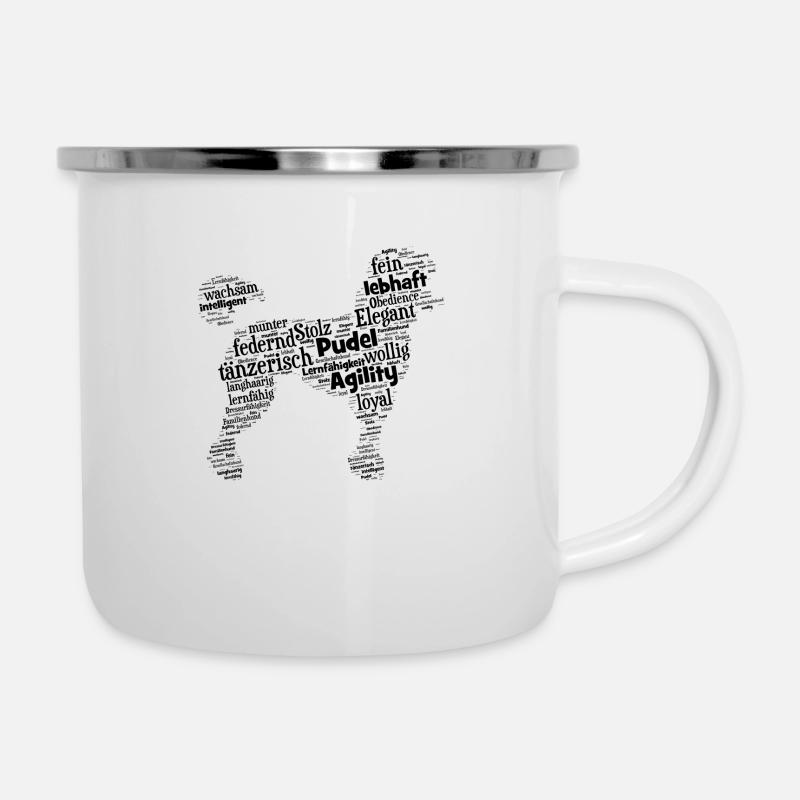 Poodle Character Shirt Wordcloud - Camper Mug - white