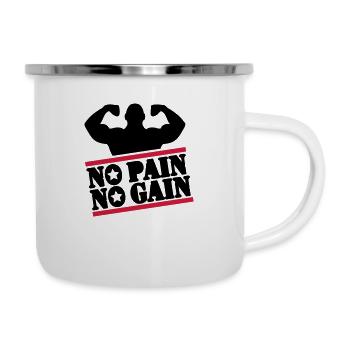 pain_bodybuilding_f2 - Emaille-Tasse - Weiß - Rechts