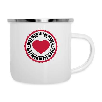 sticker aufkleber button kreis rund herz liebe mam - Emaille-Tasse - Weiß - Rechts