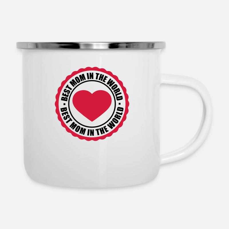sticker aufkleber button kreis rund herz liebe mam - Emaille-Tasse - Weiß