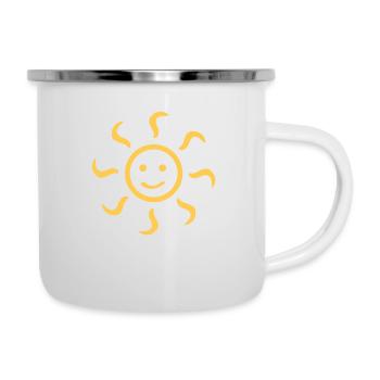 Sonne - Emaille-Tasse - Weiß - Rechts