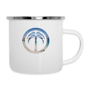 Strand Palme Strandpromenade - Emaille-Tasse - Weiß - Rechts