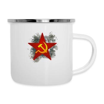 Sowjet roten Stern-Emblem - Emaille-Tasse - Weiß - Rechts