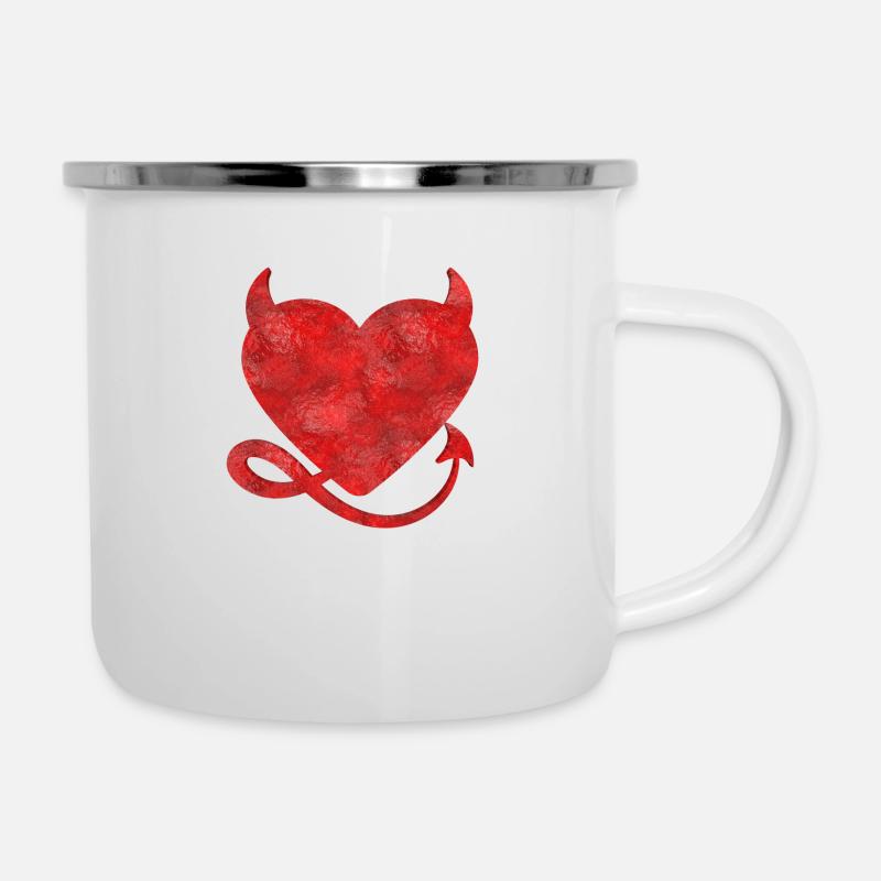 Coeur de diable avec le design de cornes - Tasse émaillée - blanc