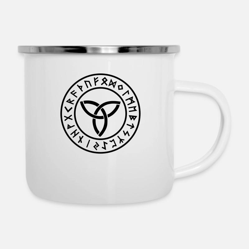 Runes, magic, Triquetra, déesse, amulette - Tasse émaillée - blanc