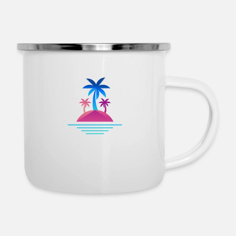 Île palmiers Design Temps mort - Tasse émaillée - blanc