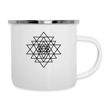 Sri Yantra - Emaille-Tasse - Weiß - Rechts