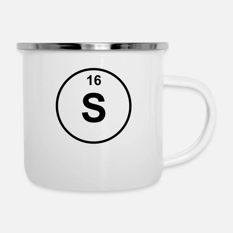 Element 16 - s (sulfur) - Minimal - Emaille-Tasse - Weiß