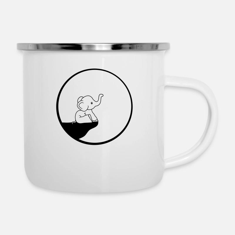 klippe elefant mond nacht rund kreis sitzend suess - Emaille-Tasse - Weiß