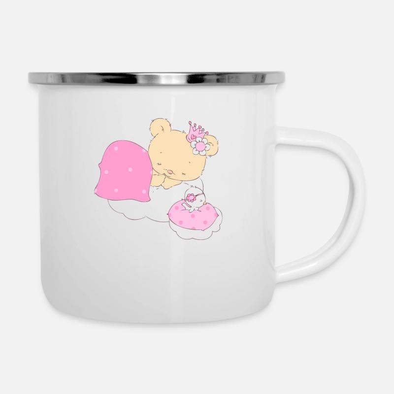 Bear princess sleeping on cloud - Emaille-Tasse - Weiß