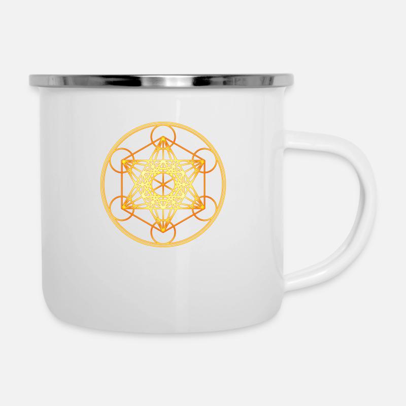Metatron's Cube Sacred Geometry Mathematics Math - Camper Mug - white
