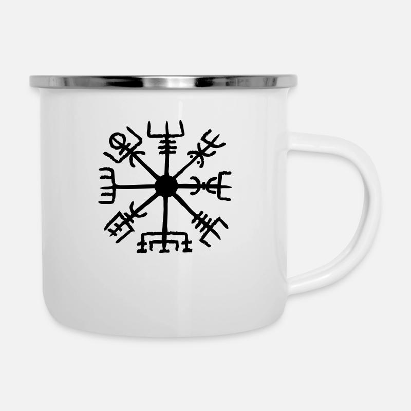Vegvisir, Kompass Rune, Schutzsymbol, nordisch - Emaille-Tasse - Weiß