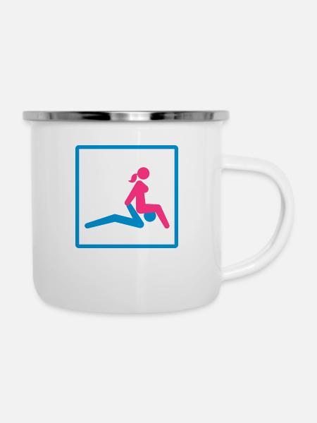 Kamasutra - Facesitting - Emaille-Tasse - Weiß