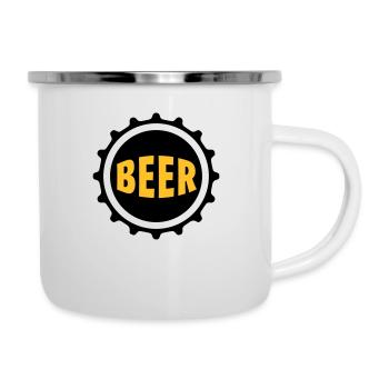 Bier Beer Bierdeckel Flaschenbier Kronkorken Durst - Emaille-Tasse - Weiß - Rechts