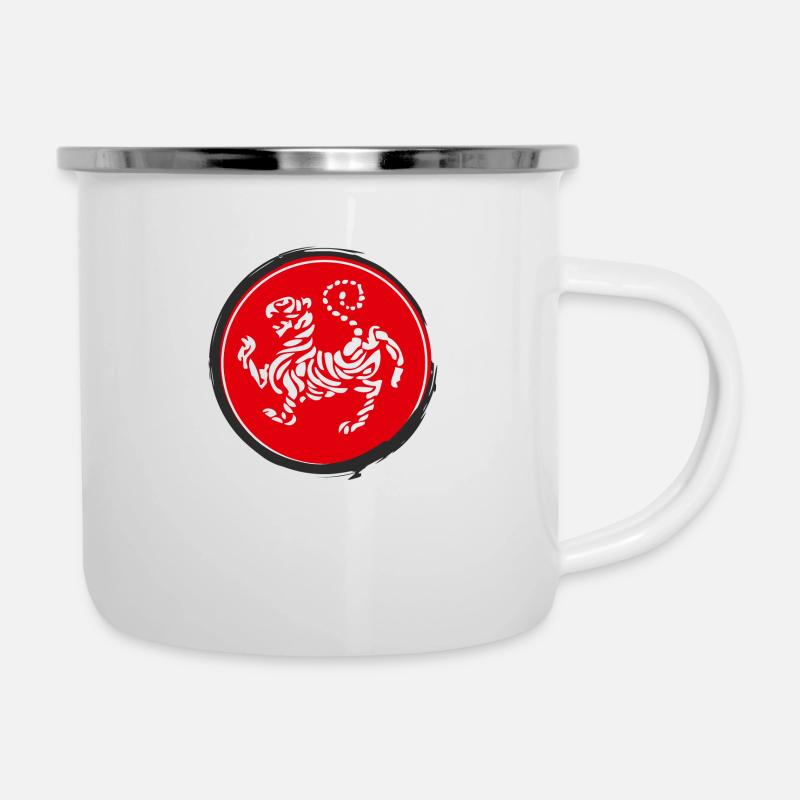 Logo mit Karate Tiger - Emaille-Tasse - Weiß