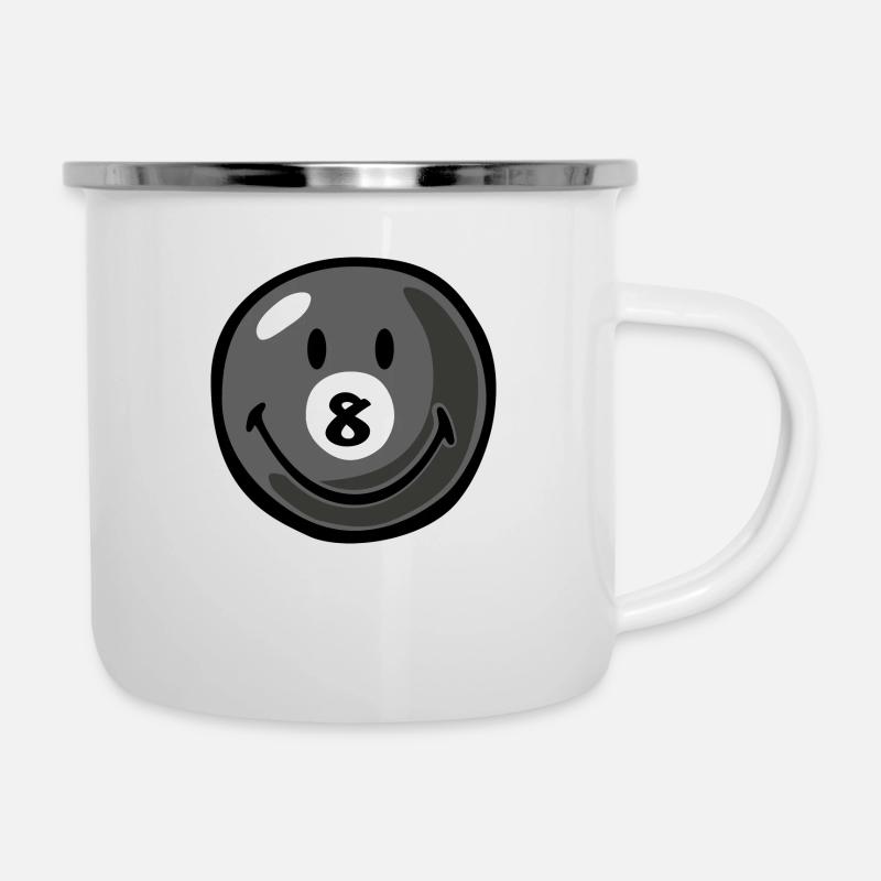 Smiley Pool Ball 8 - Camper Mug - white