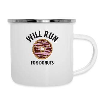 Will Run For Donuts - Tasse émaillée - blanc - Droite