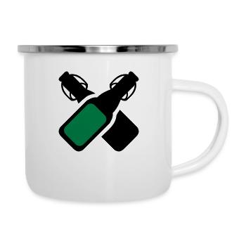 Alkohol - Bierflaschen - Emaille-Tasse - Weiß - Rechts