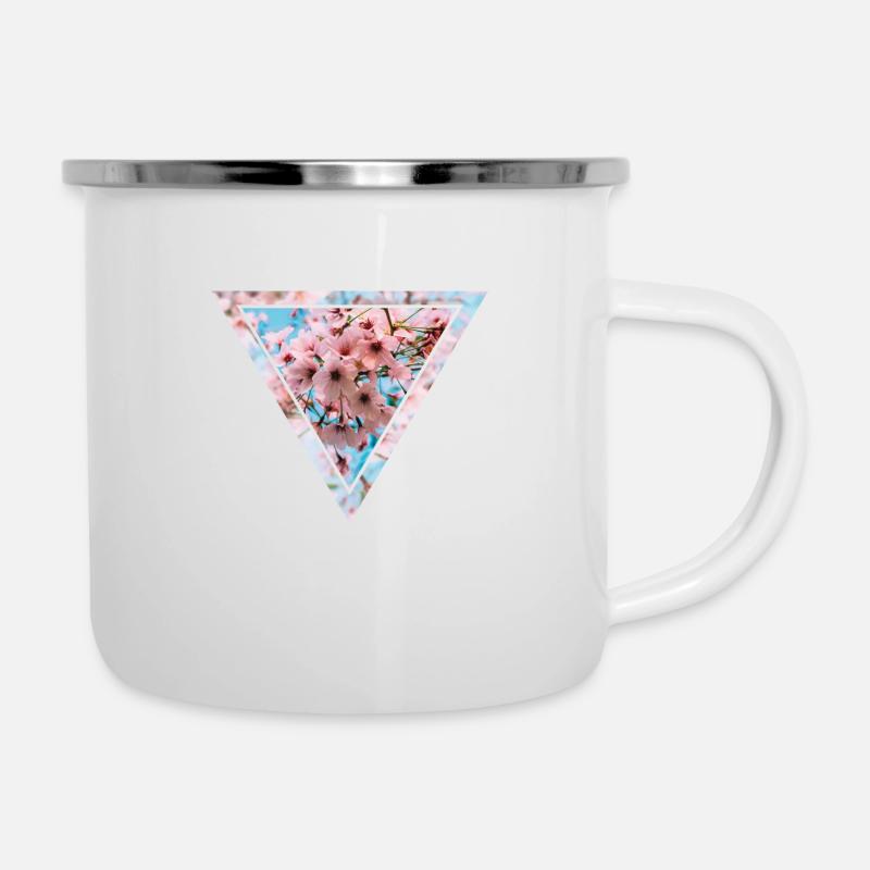 Triangle de fleurs de cerisier - Tasse émaillée - blanc