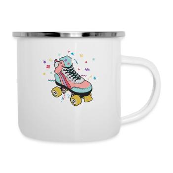 Rollschuhe Roller Skates Retro Vintage - Emaille-Tasse - Weiß - Rechts