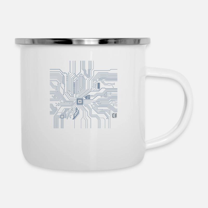 Circuit imprime ordinateur - Tasse émaillée - blanc
